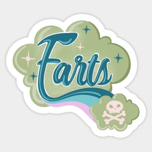 Farts Green Poison Cloud Kawaii Skull and Crossbones Sticker